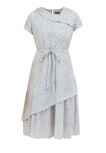 Krizia Asymmetrical Hemline Tie Waist Printed Dress