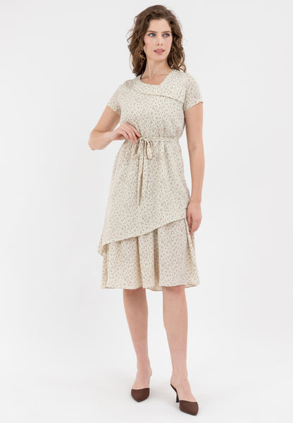 Krizia Asymmetrical Hemline Tie Waist Printed Dress