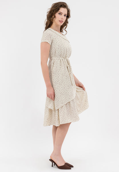 Krizia Asymmetrical Hemline Tie Waist Printed Dress