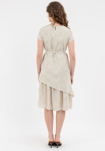 Krizia Asymmetrical Hemline Tie Waist Printed Dress
