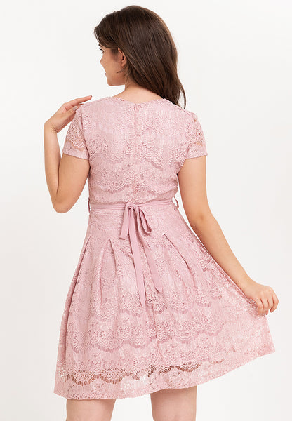 Krizia V-Neck Lace Dress with Crystal Belt