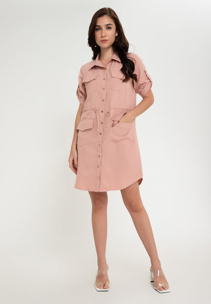 Krizia Button Down Shirt Dress With Roll Tab Sleeve Dress
