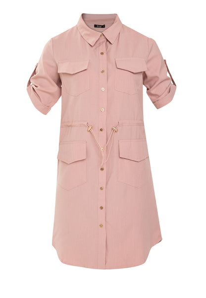 Krizia Button Down Shirt Dress With Roll Tab Sleeve Dress