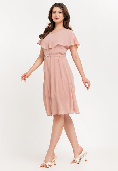 Krizia Capelet Midi Dress with Crystal Belt