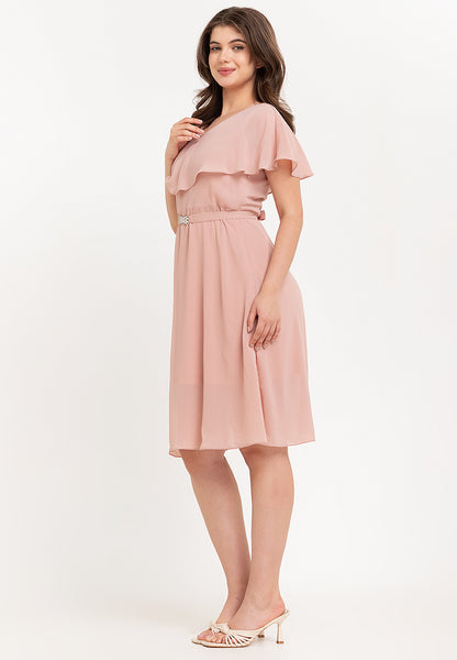 Krizia Capelet Midi Dress with Crystal Belt