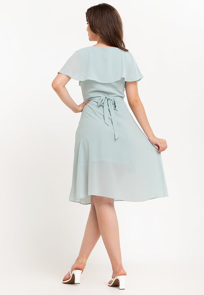 Krizia Capelet Midi Dress with Crystal Belt