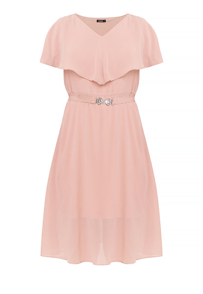 Krizia Capelet Midi Dress with Crystal Belt