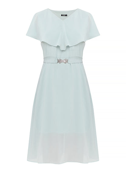 Krizia Capelet Midi Dress with Crystal Belt