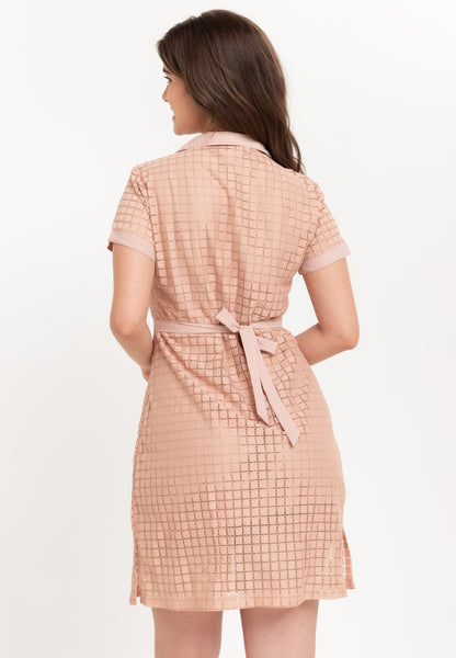 Krizia Premium Collared Lace Dress with Crystal Belt