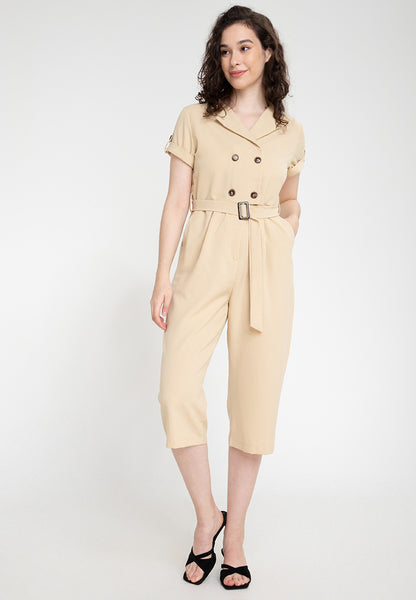 Krizia Cotton Blend Lapel Jump Suit