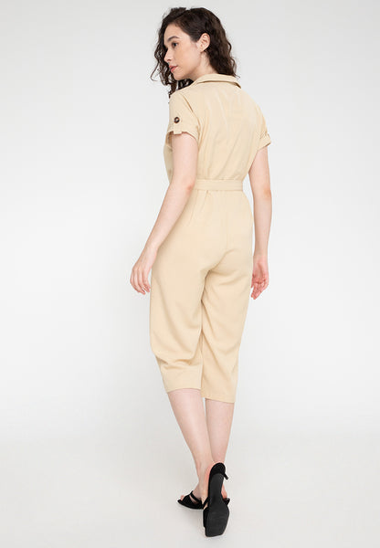 Krizia Cotton Blend Lapel Jump Suit