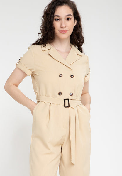 Krizia Cotton Blend Lapel Jump Suit