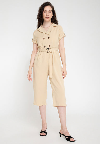 Krizia Cotton Blend Lapel Jump Suit