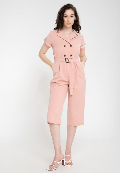 Krizia Cotton Blend Lapel Jump Suit
