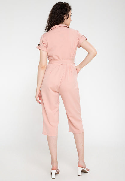 Krizia Cotton Blend Lapel Jump Suit