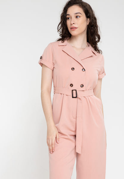 Krizia Cotton Blend Lapel Jump Suit