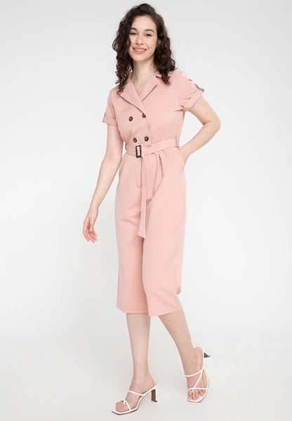 Krizia Cotton Blend Lapel Jump Suit