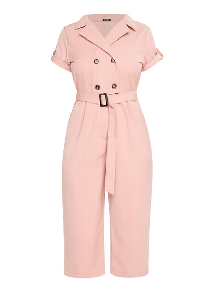 Krizia Cotton Blend Lapel Jump Suit