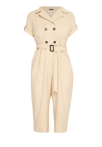 Krizia Cotton Blend Lapel Jump Suit