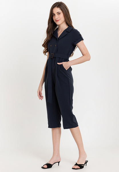 Krizia Cotton Blend Lapel Jump Suit