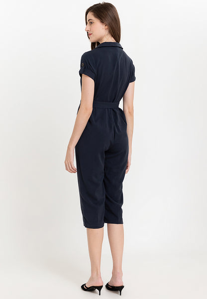 Krizia Cotton Blend Lapel Jump Suit