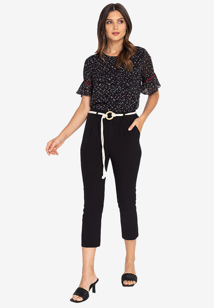 Ring Belt Straight Pants