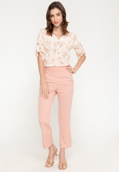 Krizia Hight Waist Cotton Blend Side Pockets Straight Cut Pants