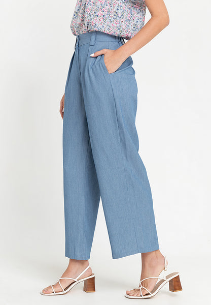 Krizia High Waist Wide Leg Cotton Blend Pants