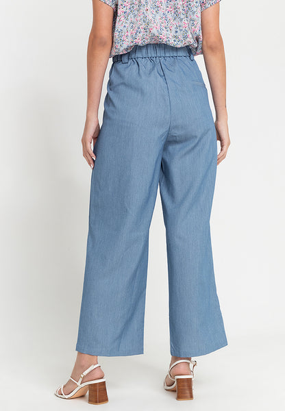Krizia High Waist Wide Leg Cotton Blend Pants
