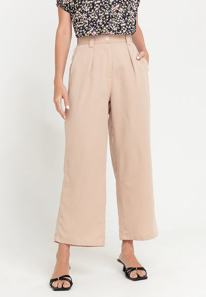 Krizia High Waist Wide Leg Cotton Blend Pants