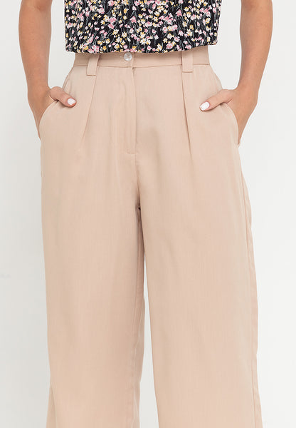 Krizia High Waist Wide Leg Cotton Blend Pants