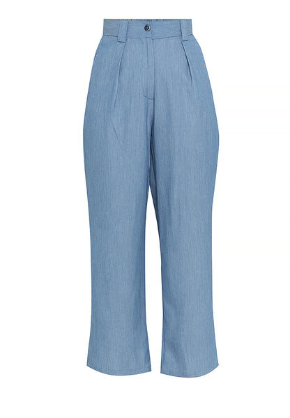 Krizia High Waist Wide Leg Cotton Blend Pants