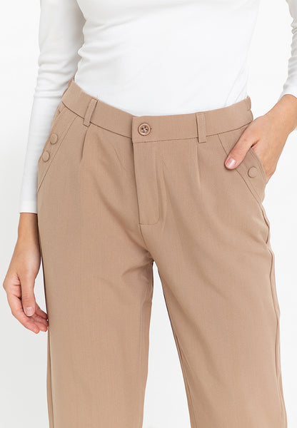 Krizia Cotton Blend Hight Waist Side Pocket Pants