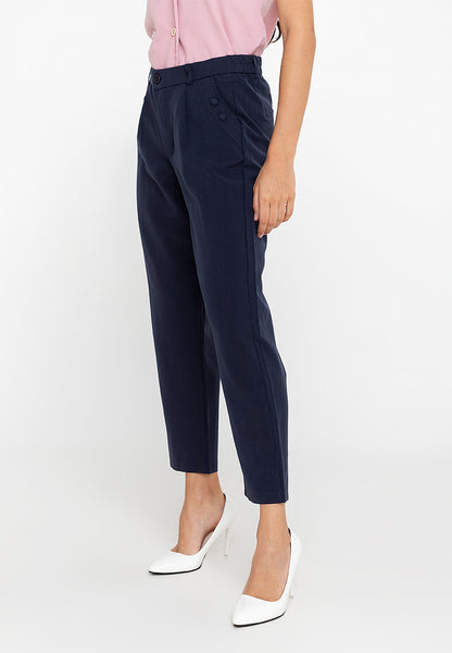 Krizia Cotton Blend Hight Waist Side Pocket Pants