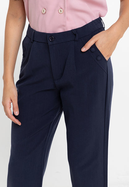 Krizia Cotton Blend Hight Waist Side Pocket Pants