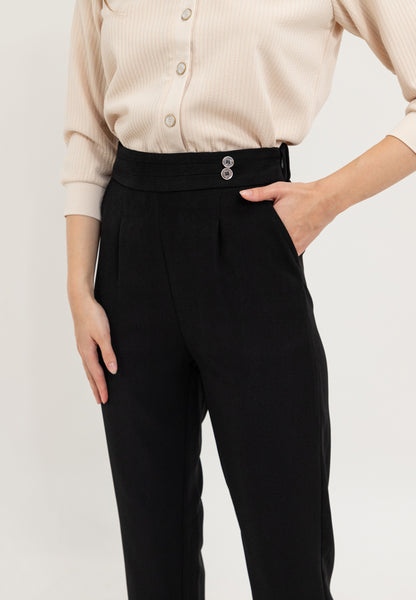 Krizia High Waisted Pants Trousers Casual Plain Office Work Business Pant with Pockets