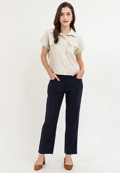 Krizia Cotton Blend Straight Cut Ultra Stretch Pants