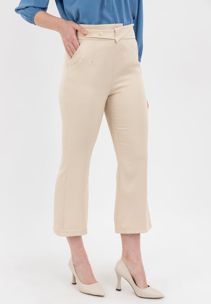 Krizia Overlapping Waistband with Button Details High Waist Pants