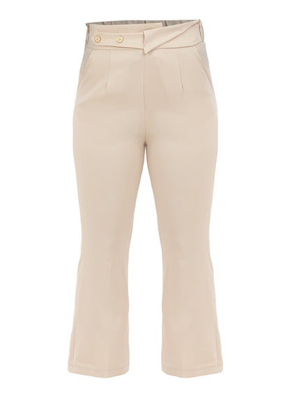 Krizia Overlapping Waistband with Button Details High Waist Pants