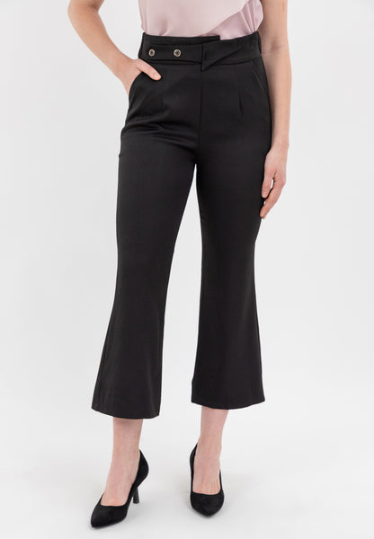 Krizia Overlapping Waistband with Button Details High Waist Pants