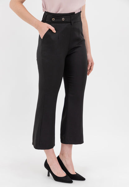 Krizia Overlapping Waistband with Button Details High Waist Pants