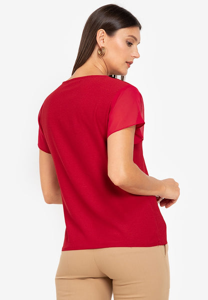 Krizia V-Neck Blouse with Lace Trimmings