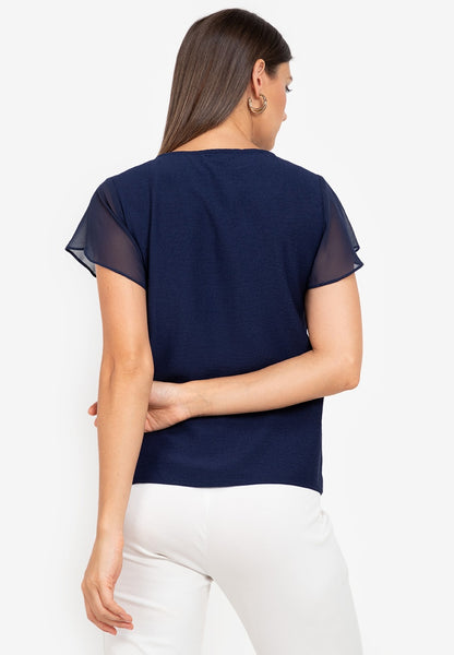 Krizia V-Neck Blouse with Lace Trimmings