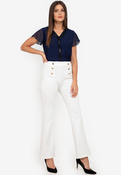 Krizia V-Neck Blouse with Lace Trimmings