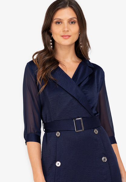 Krizia Silky Cotton Trench Dress with Belt Korean Style