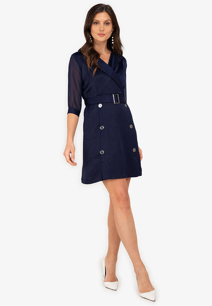 Krizia Silky Cotton Trench Dress with Belt Korean Style