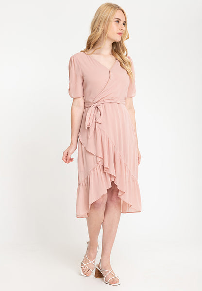 Krizia Wrap Frill Hem Midi Dress