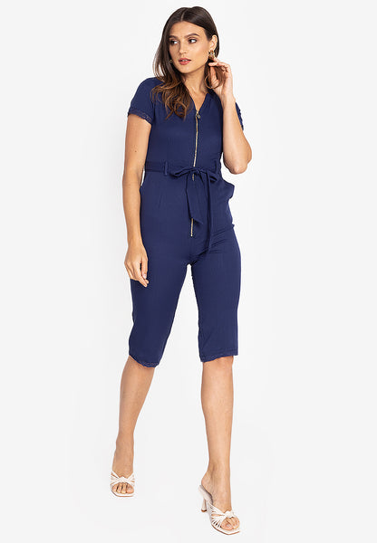 Krizia Front Zipper Jumpsuit with Trimmings