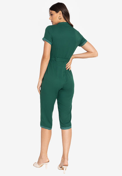 Krizia Front Zipper Jumpsuit with Trimmings