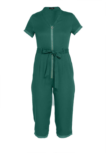 Krizia Front Zipper Jumpsuit with Trimmings
